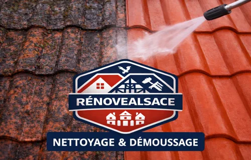 Nettoyage et démoussage de toiture en tuiles par artisan couvreur en Alsace dans le Haut-Rhin