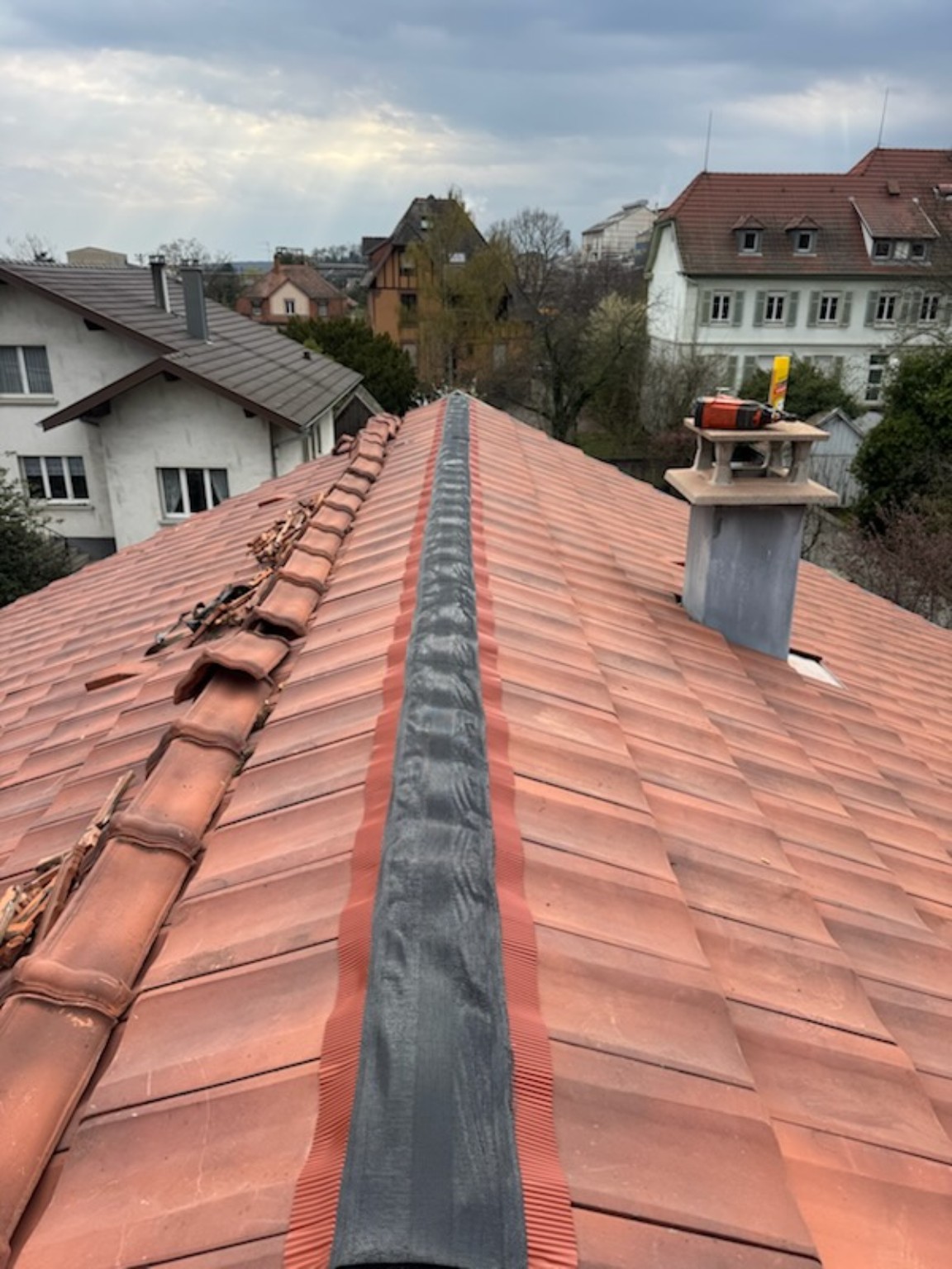 Faîtage refait avec système étanche à Thann